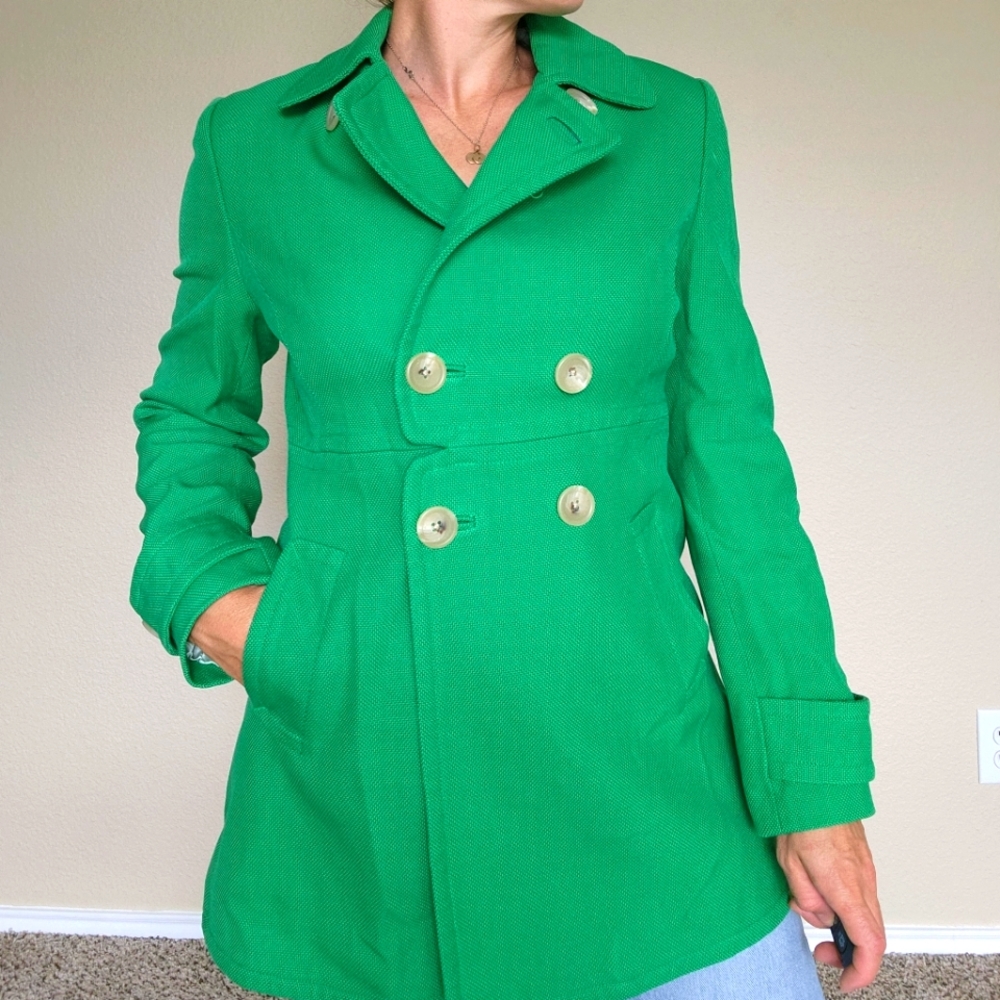 Green Double-Breasted Women's Coat